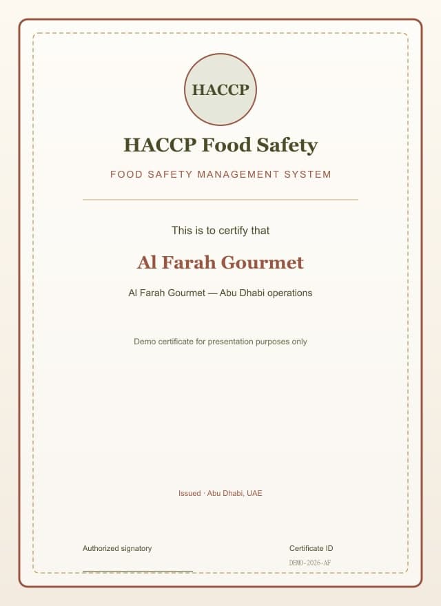 HACCP Food Safety — Food safety management system (demo)