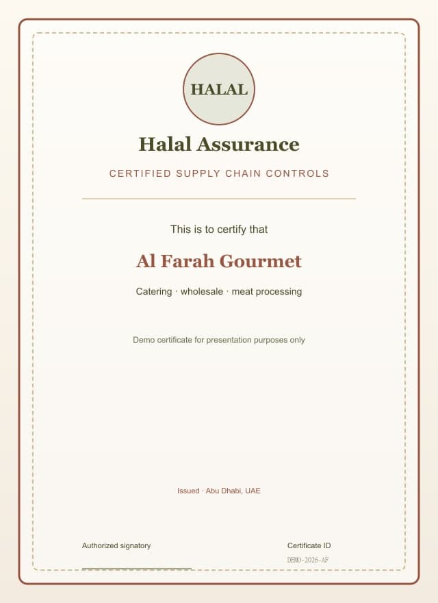 Halal Assurance — Certified supply chain (demo)